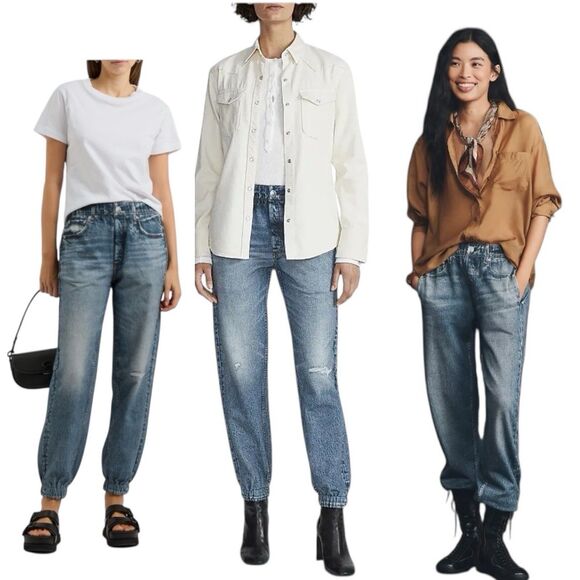 Rag & Bone Miramar Denim-Print Joggers Soft Terry Elastic Waist Loungewear Large - Picture 13 of 13